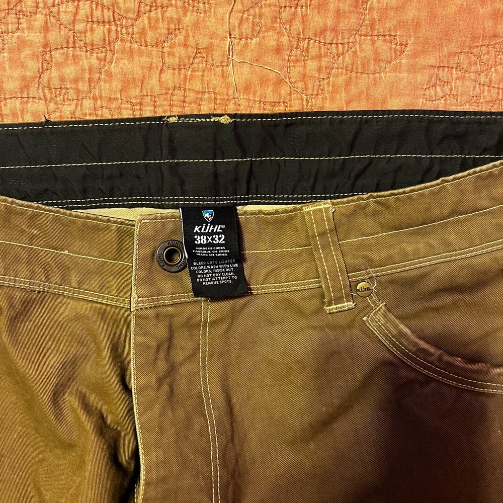 Kuhl pants in good shape no rips or tears. Dark khaki color, size 38x32.